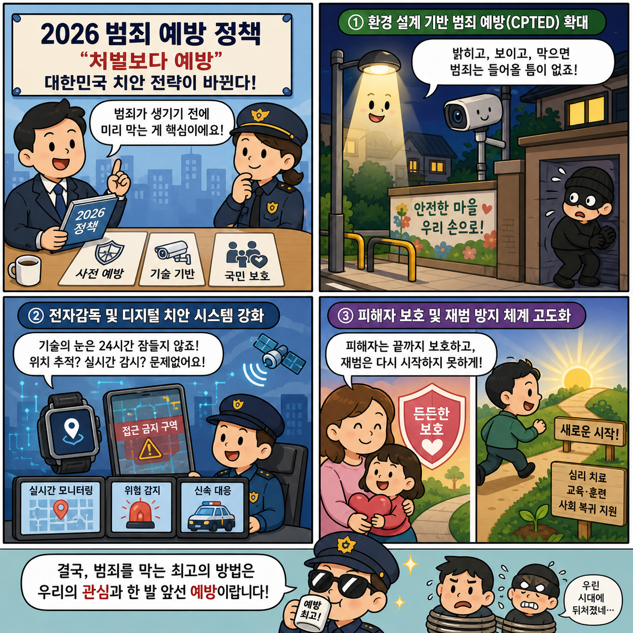 2026 범죄 예방 정책, “처벌보다 예방”…대한민국 치안 전략이 4컷만화