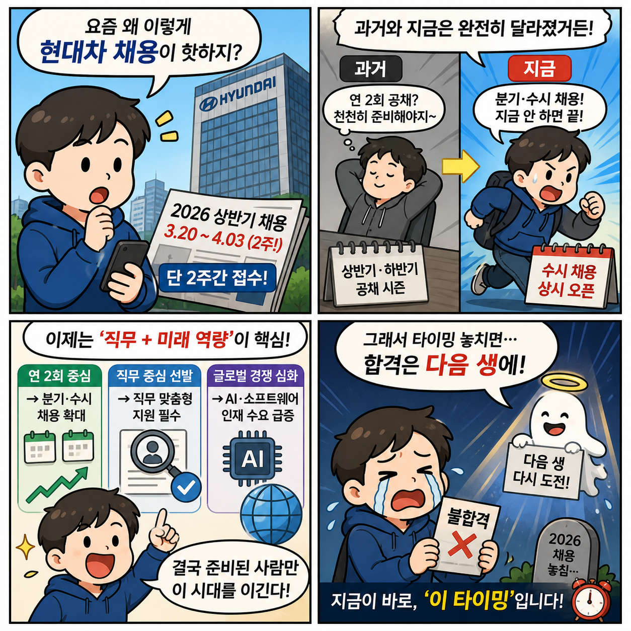 2026 현대자동차 채용, 합격하려면 ‘이 타이밍’ 놓치면 끝입니다 4컷만화