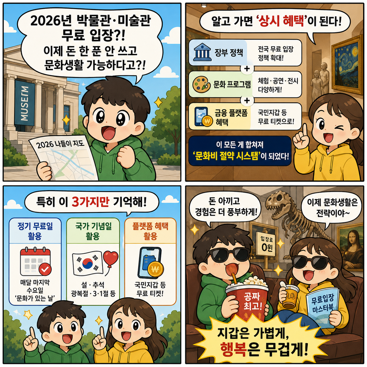 2026년 박물관·미술관 무료 입장 완벽 가이드, 돈 한 푼 안 쓰고 4컷만화