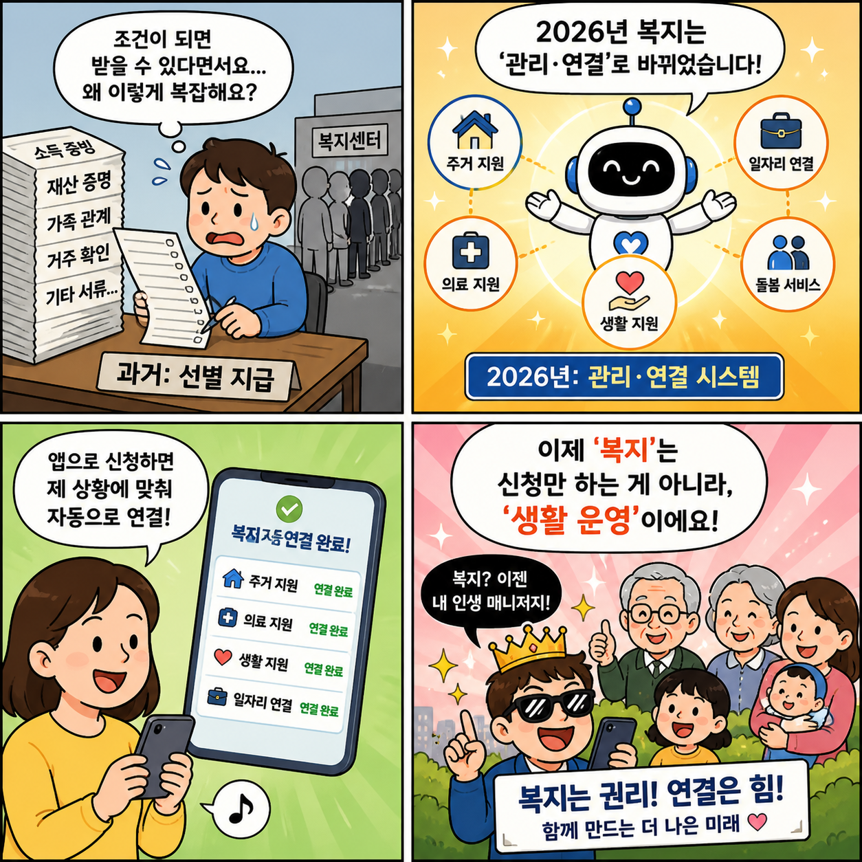 2026년 사회적 약자 복지 제도, “신청만 하면 끝?”…진짜 핵심은 4컷만화