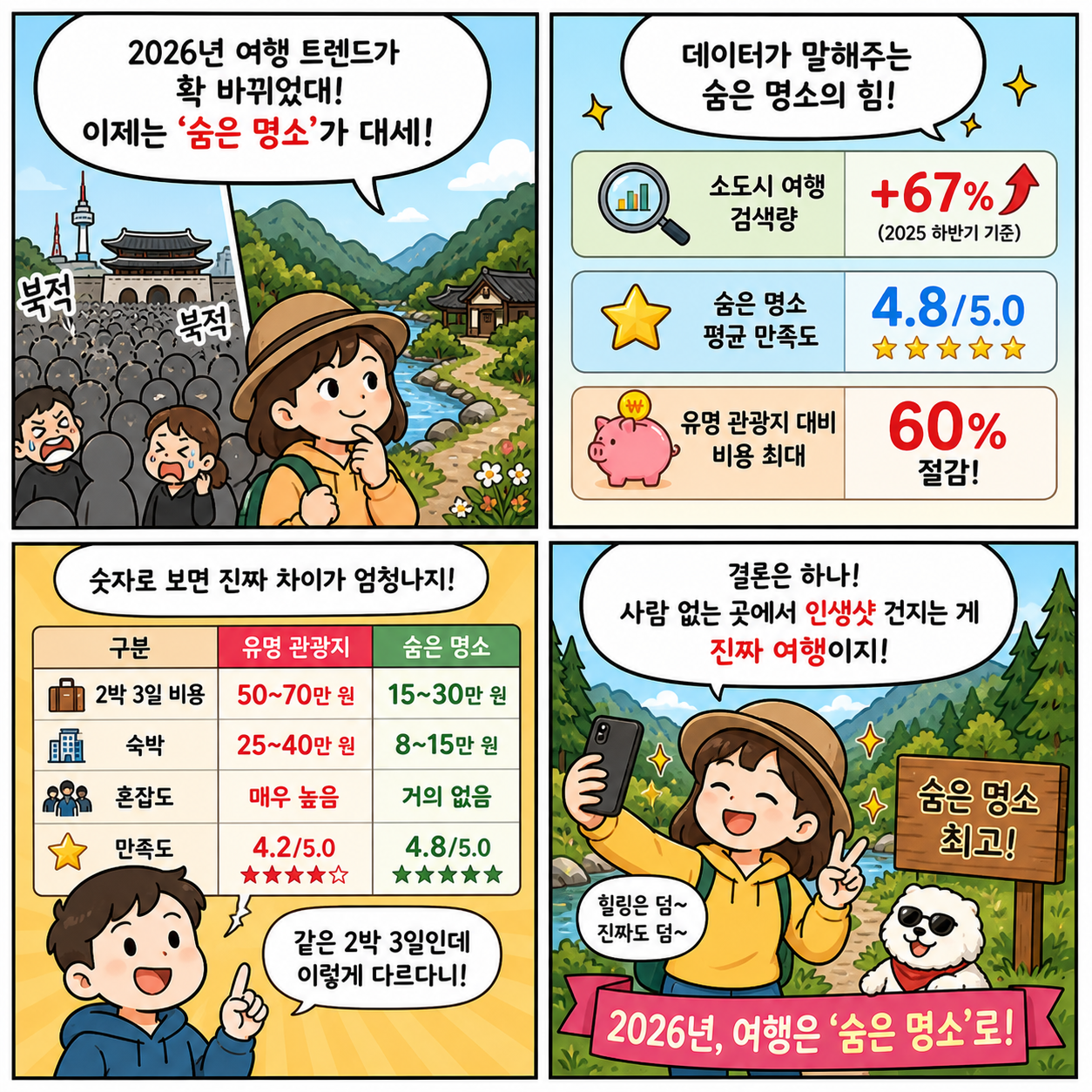 2026년 한국 여행, 아직 안 알려진 진짜 명소 10곳 (현지인만 4컷만화