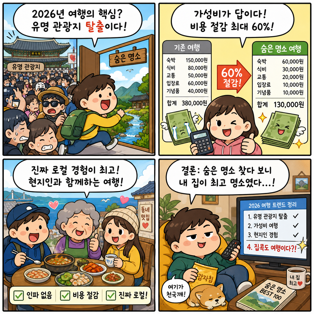 2026년 한국 여행 트렌드 완전정리…현지인이 추천하는 숨은 명소 4컷만화