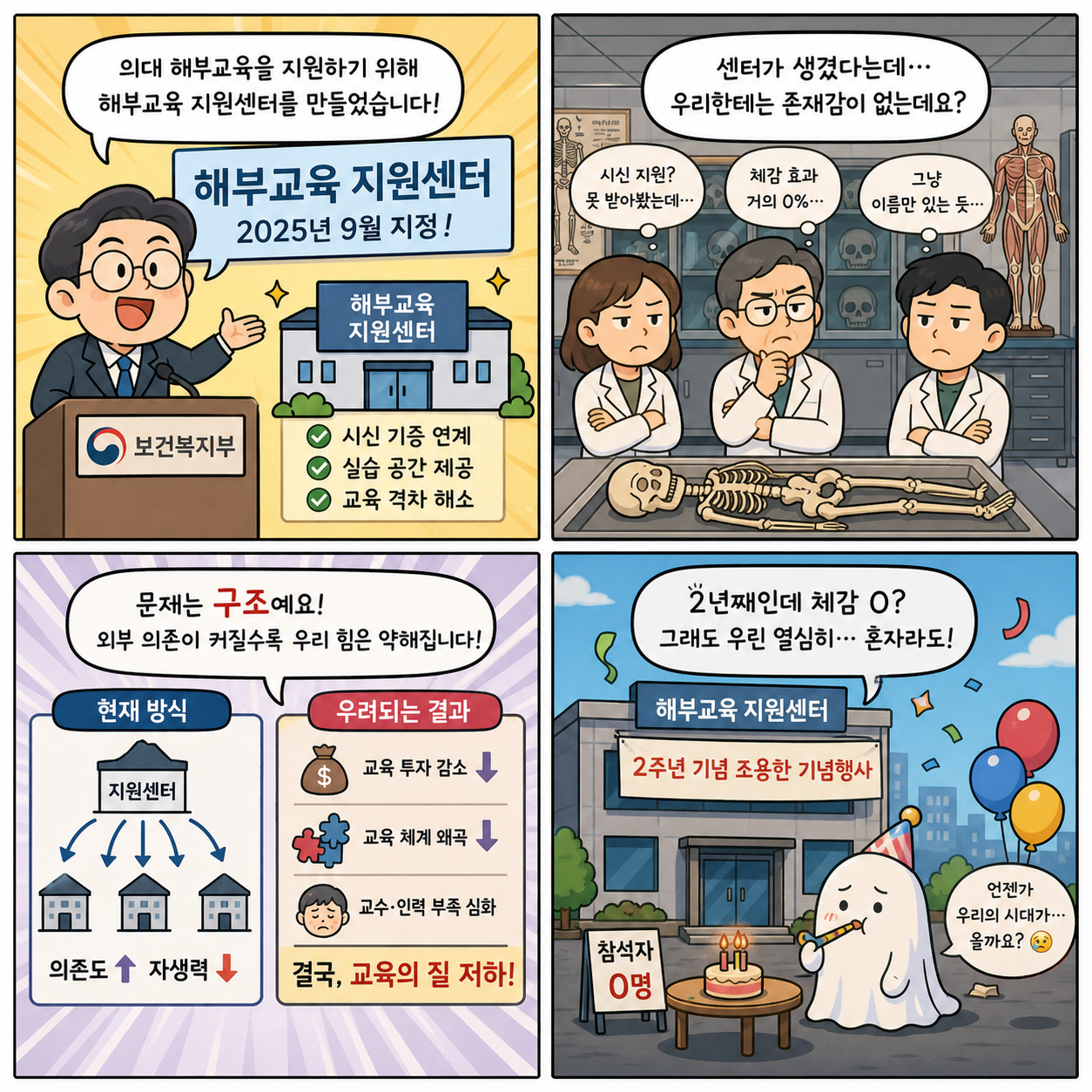 “2년째인데 체감 0?”…의대 해부교육 지원센터, 왜 현장은 냉담할까 4컷만화