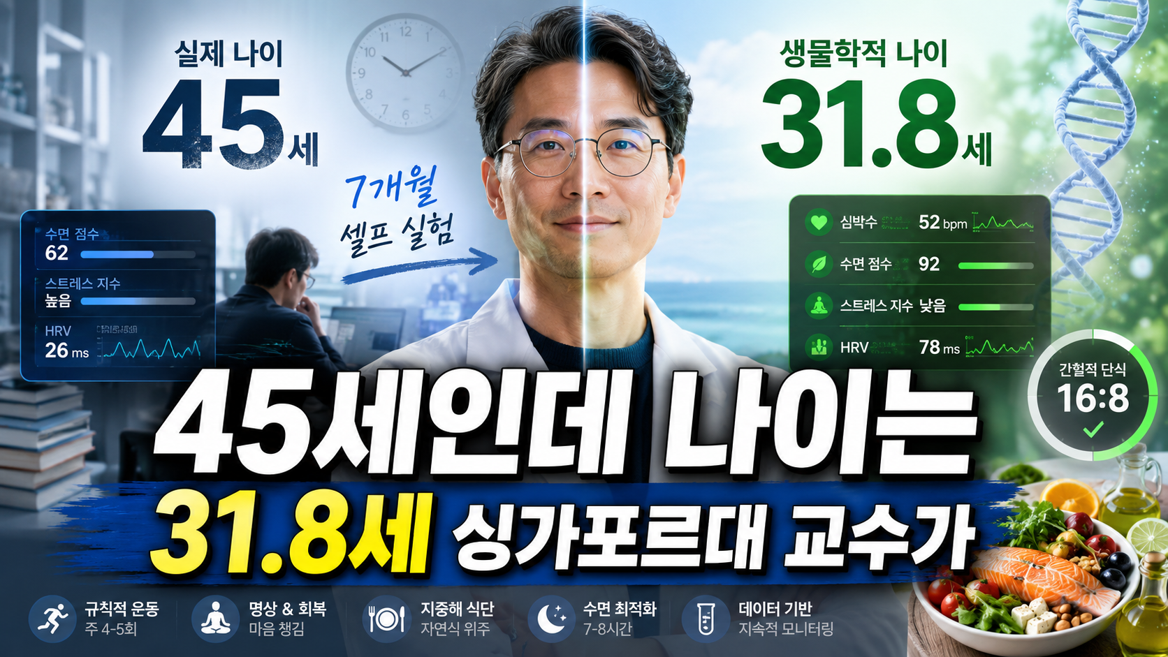 45세인데 몸 나이는 31.8세? 싱가포르대 교수가 자기 몸으로 7개월