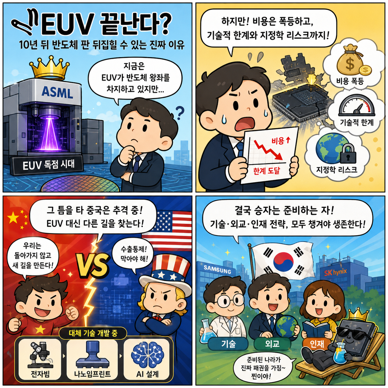 “EUV 끝난다?” 10년 뒤 반도체 판 뒤집힐 수 있는 진짜 이유 4컷만화