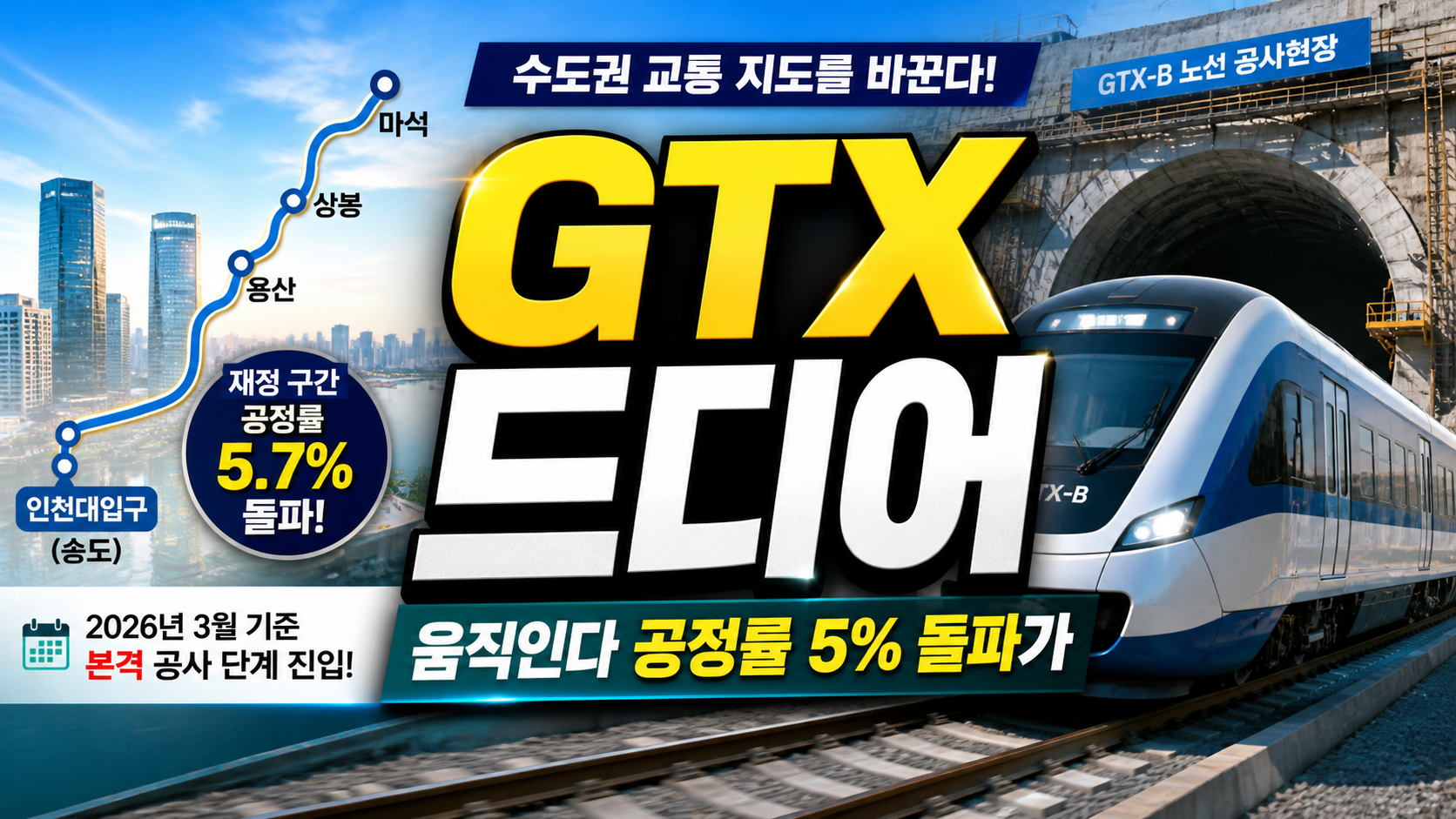 GTX-B 드디어 움직인다…공정률 5% 돌파가 부동산과 출퇴근 판을