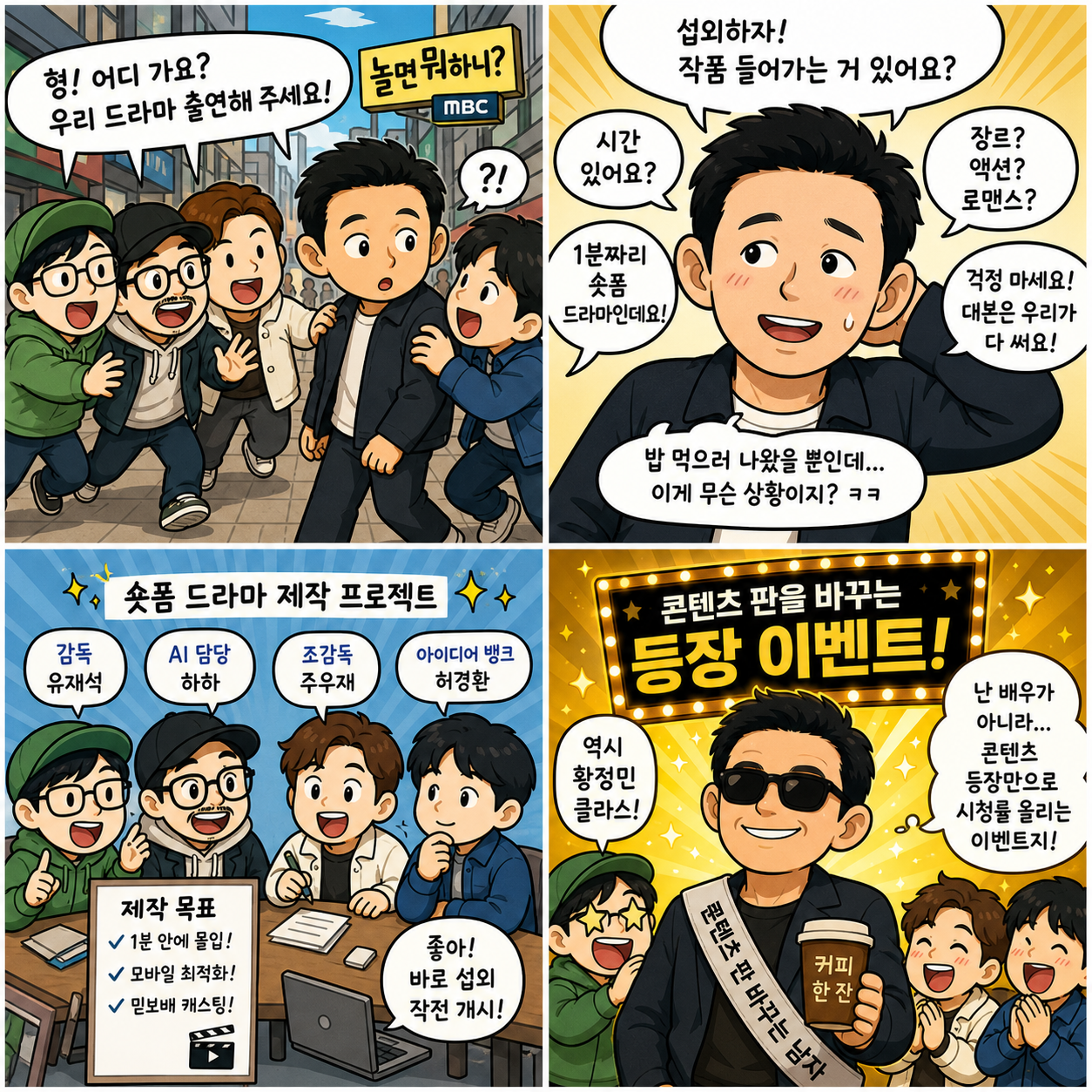 “길거리에서 잡혔다”…황정민, 예능 한 장면이 만든 2026 콘텐츠 판 4컷만화