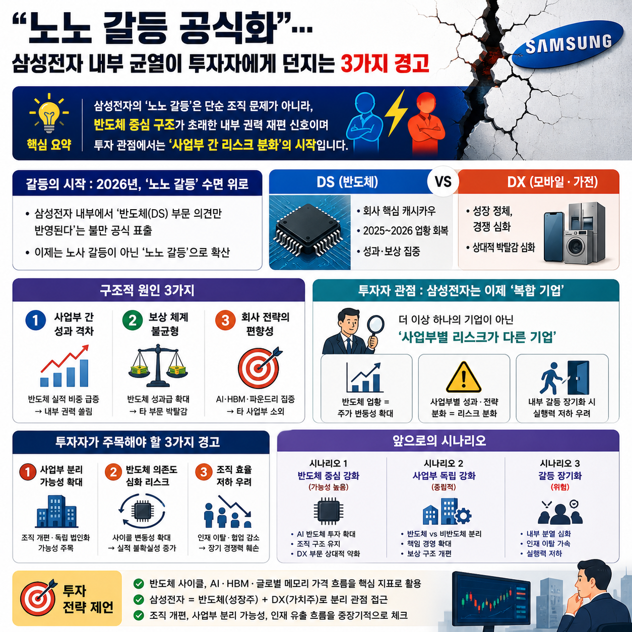 “노노 갈등 공식화”…삼성전자 내부 균열이 투자자에게 던지는 3가지 경고