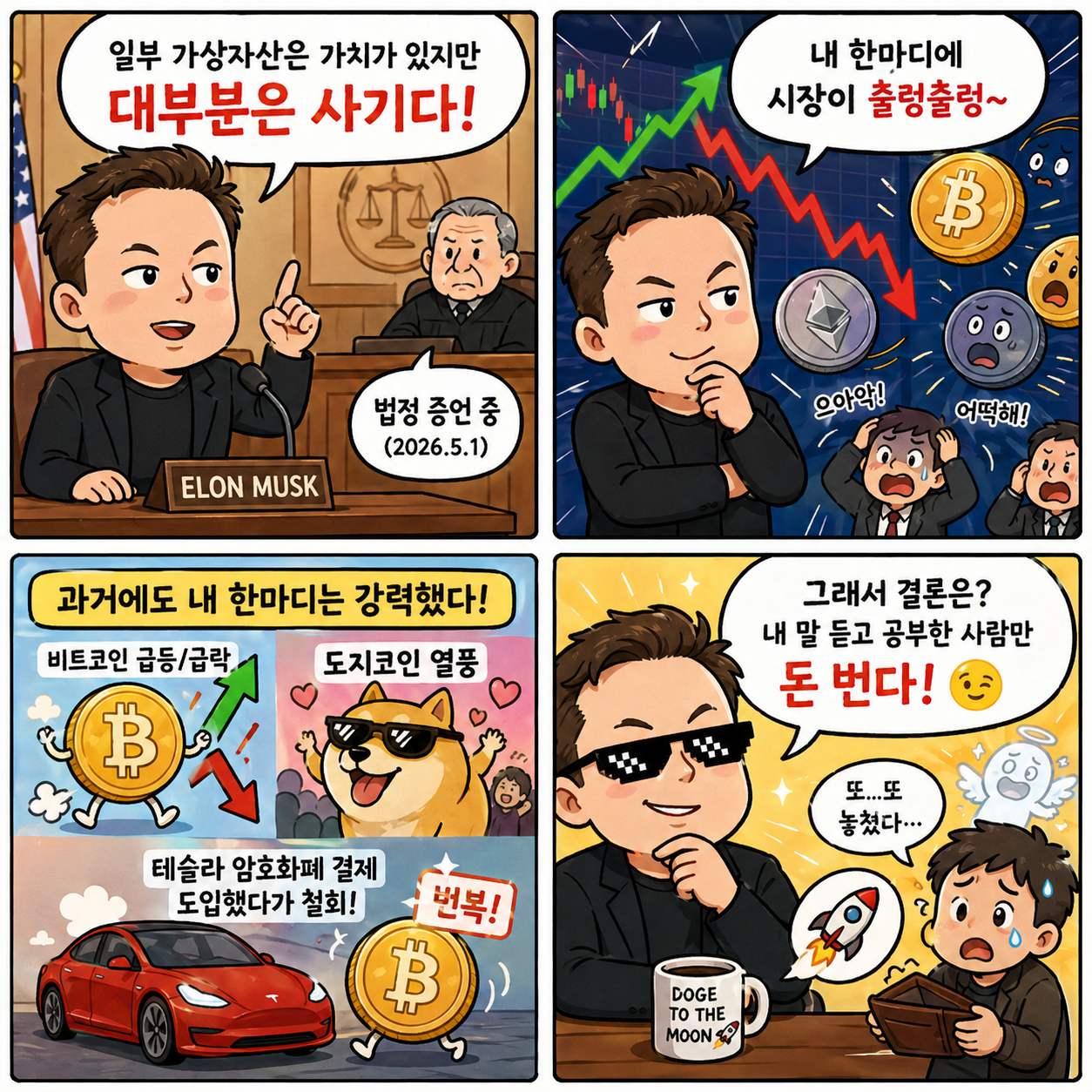 “대부분은 사기?”…일론 머스크 발언이 2026년 시장을 뒤흔든 진짜 4컷만화