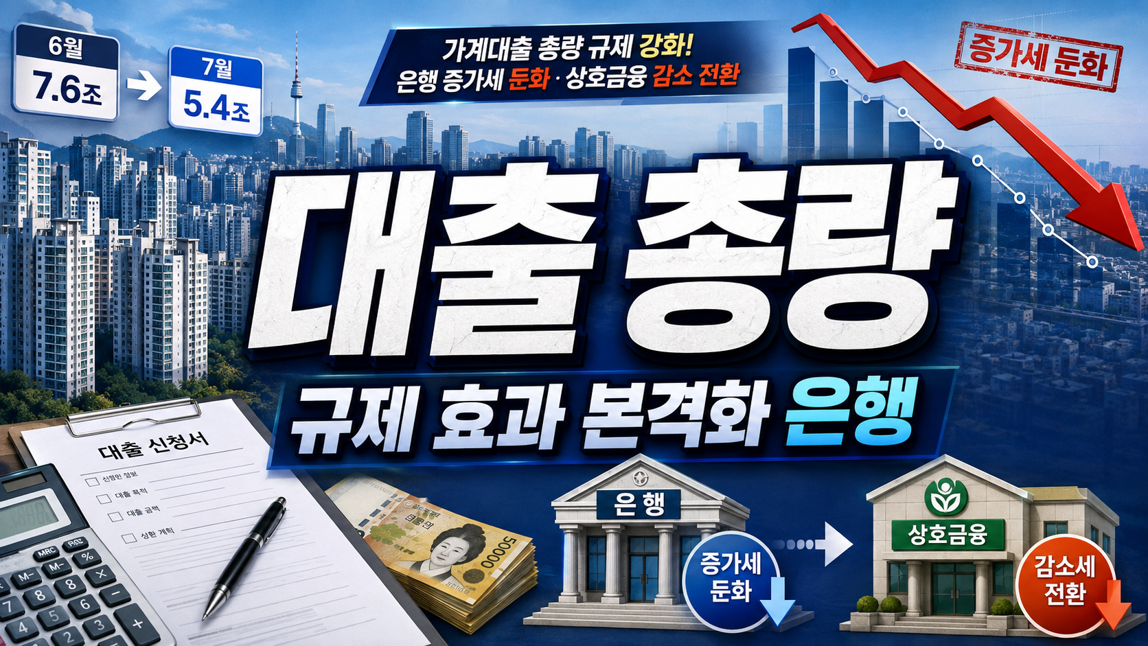 대출 총량 규제 효과 본격화…은행 가계대출 증가세 둔화, 상호금융은