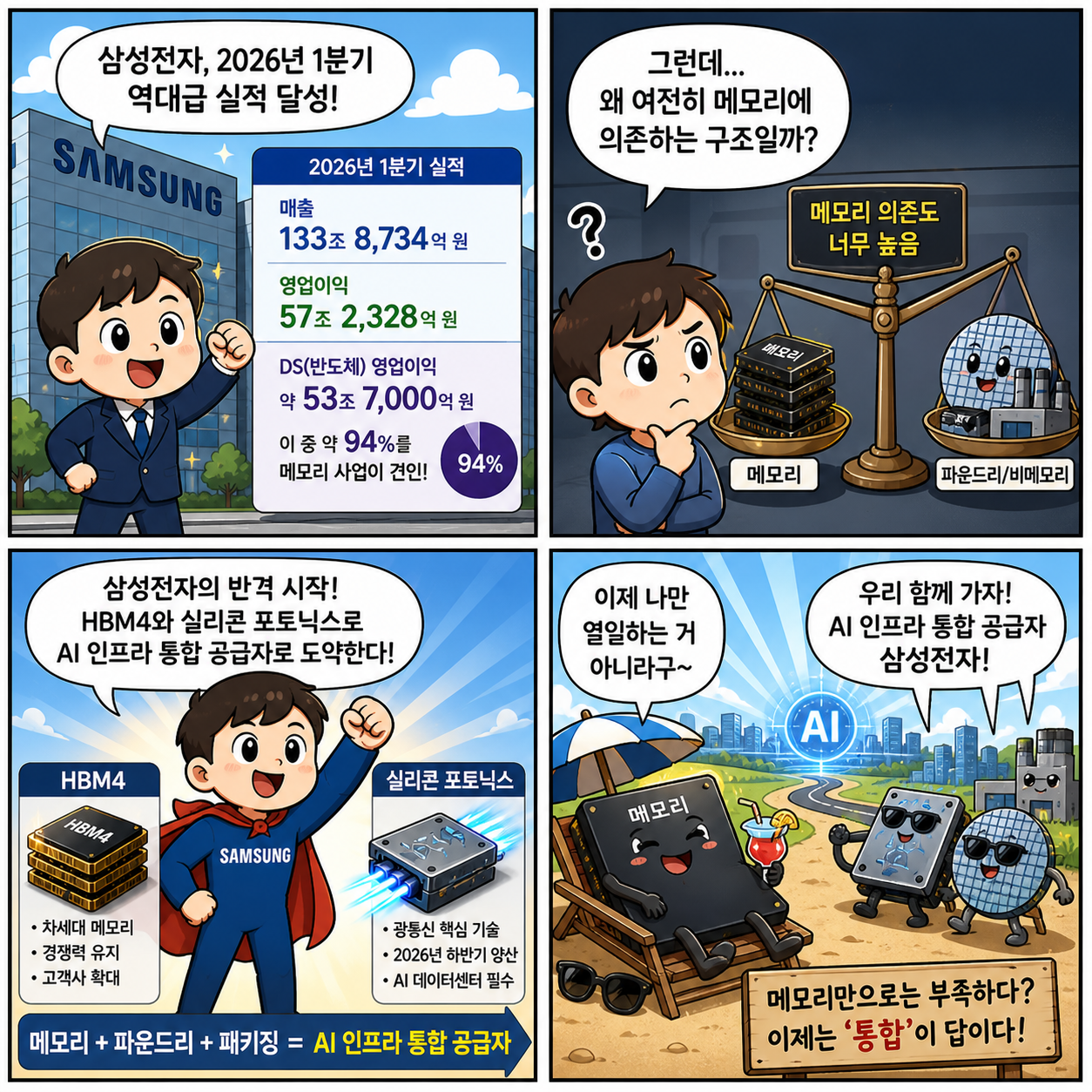 “메모리만으로는 부족하다”…삼성전자, HBM4·실리콘 포토닉스로 4컷만화
