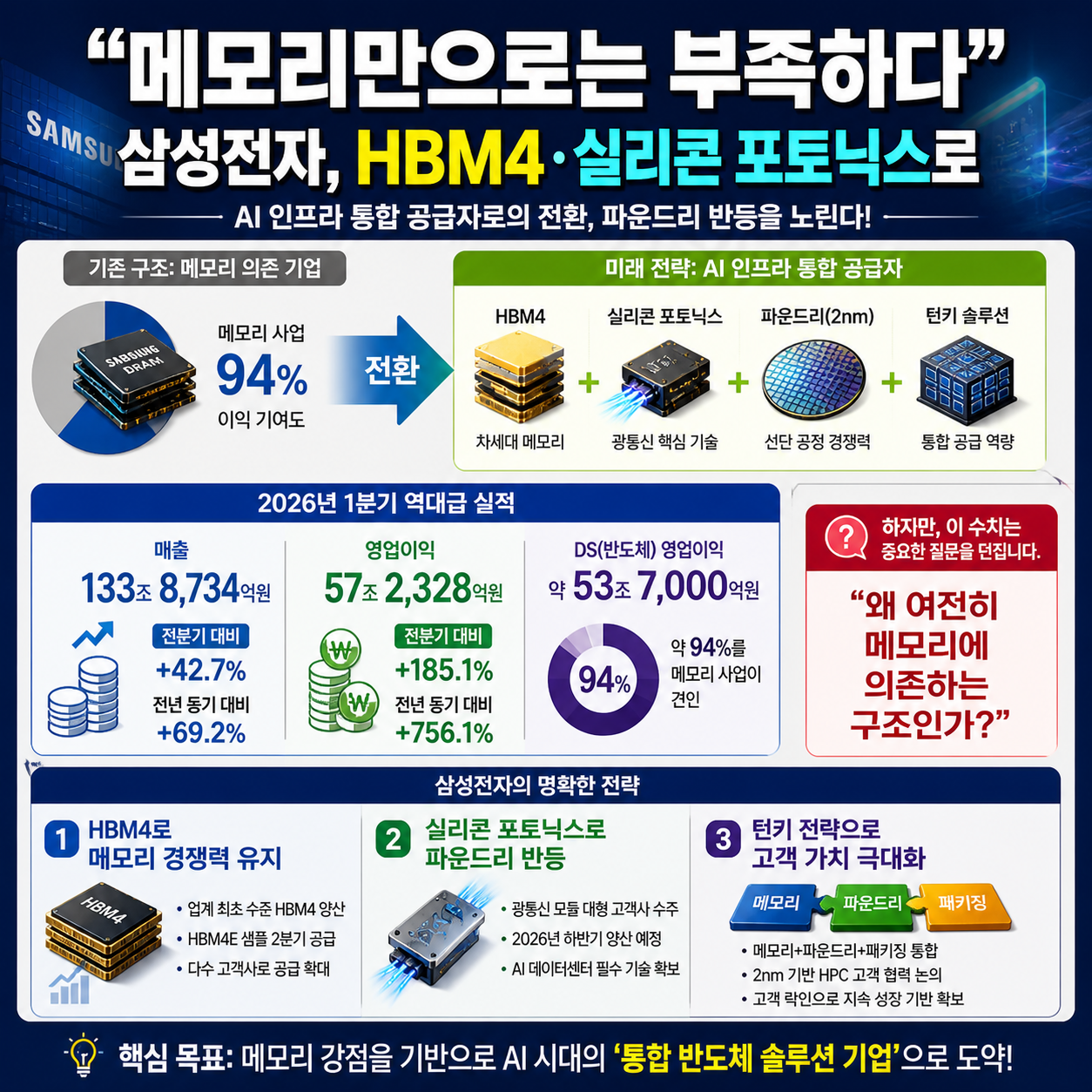 “메모리만으로는 부족하다”…삼성전자, HBM4·실리콘 포토닉스로
