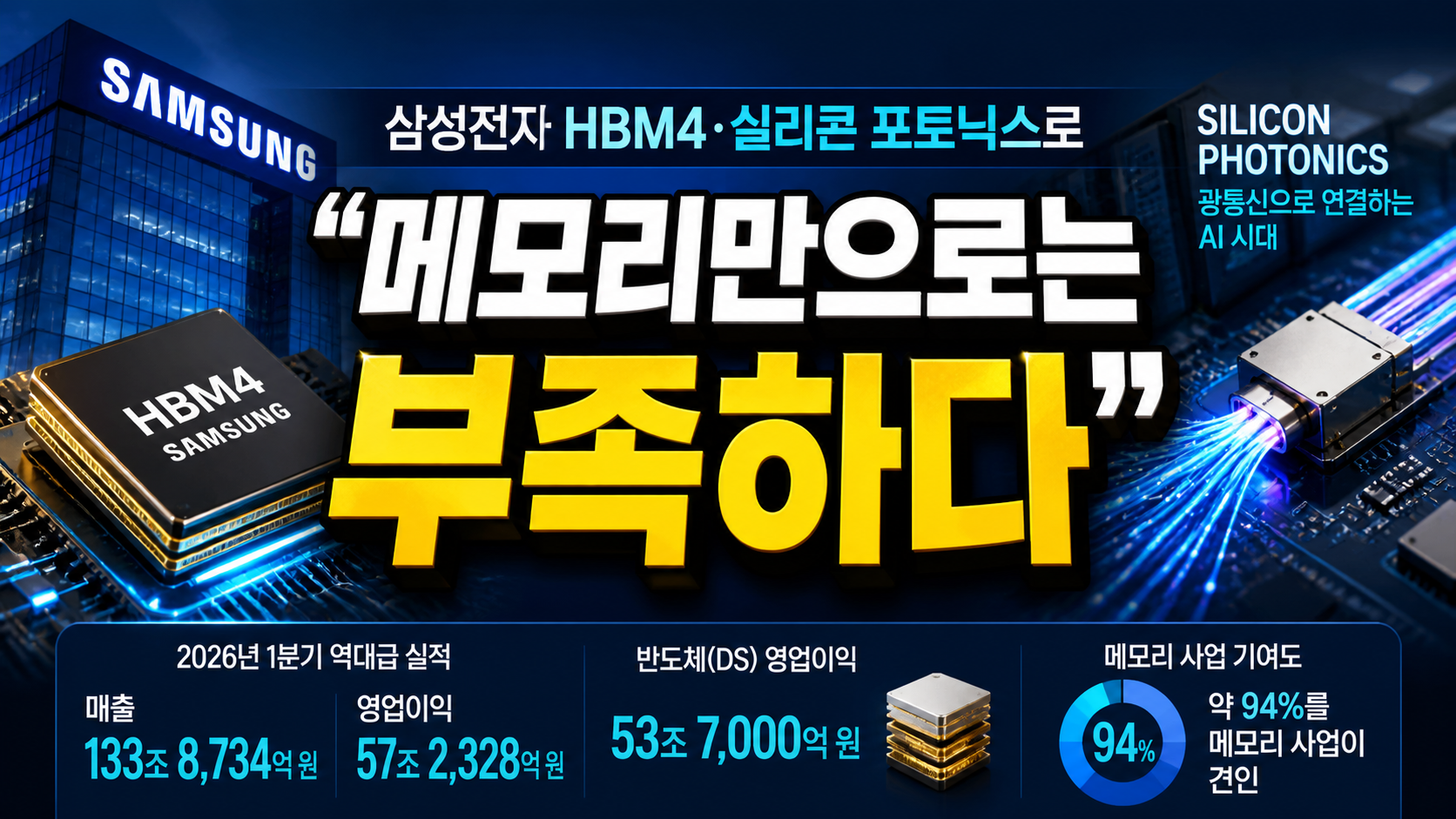 “메모리만으로는 부족하다”…삼성전자, HBM4·실리콘 포토닉스로