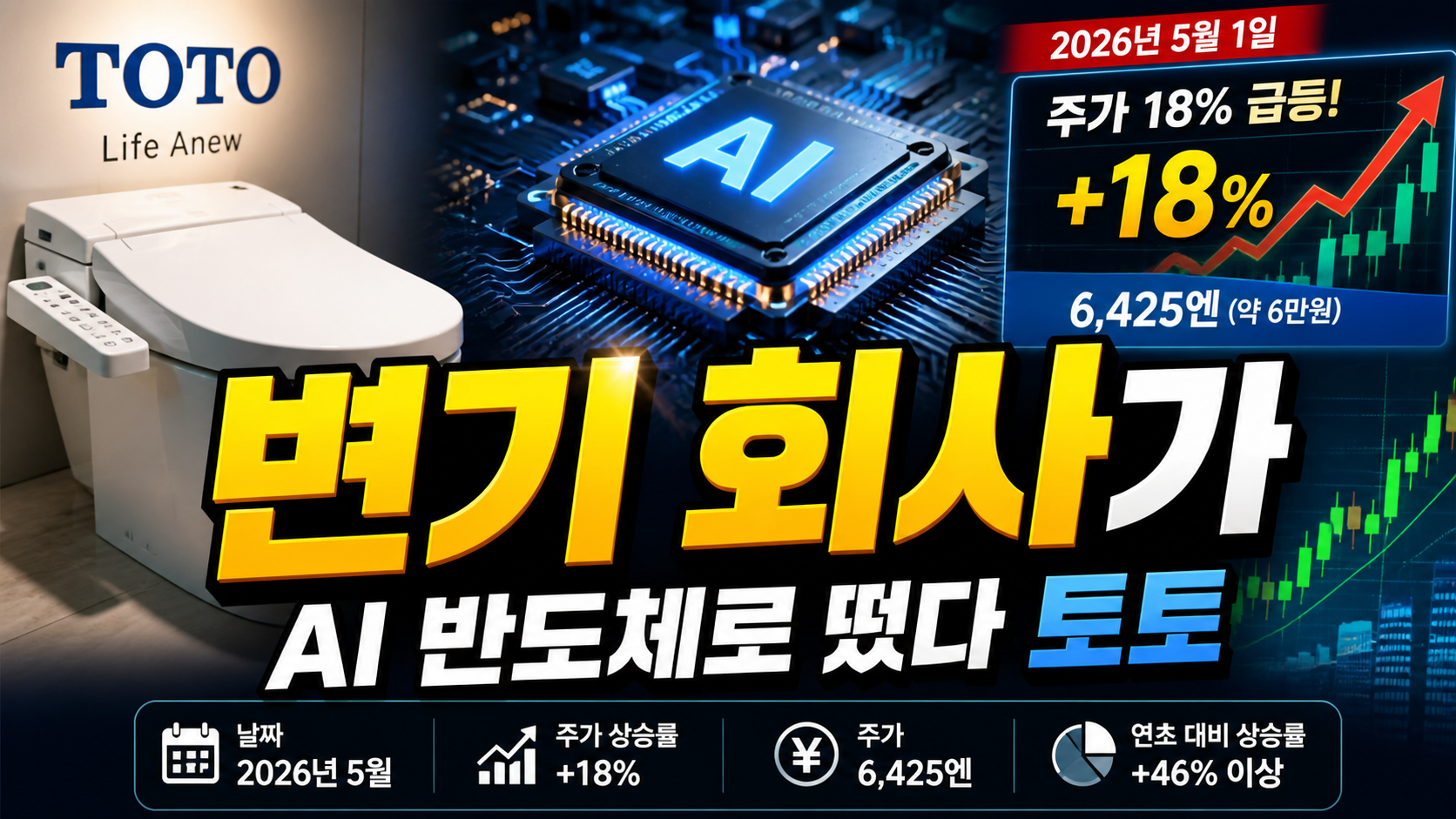 변기 회사가 AI 반도체로 떴다? 토토(TOTO) 주가 18% 급등의