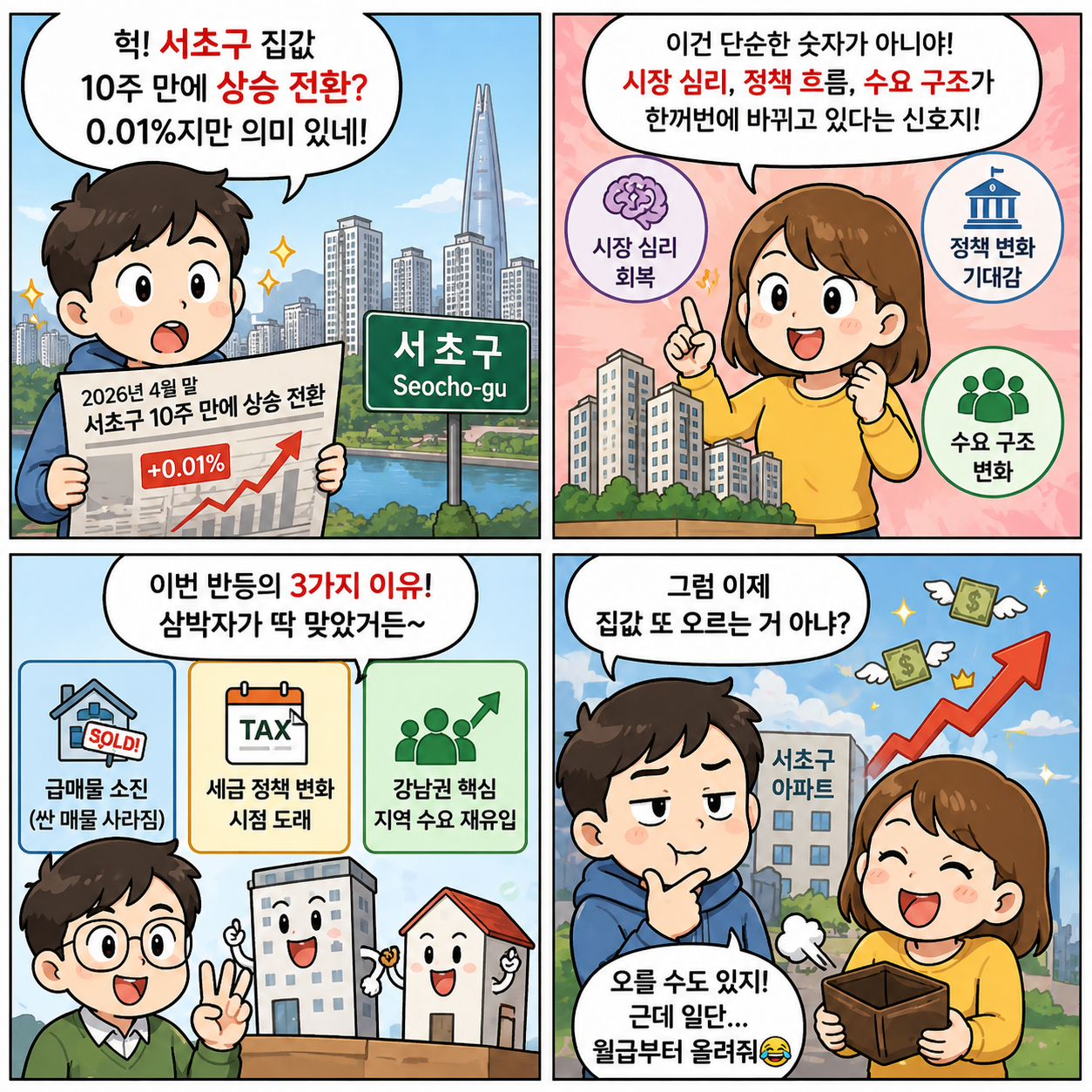 서초구 집값 반등 신호? 10주 만의 상승 전환이 의미하는 2026 4컷만화