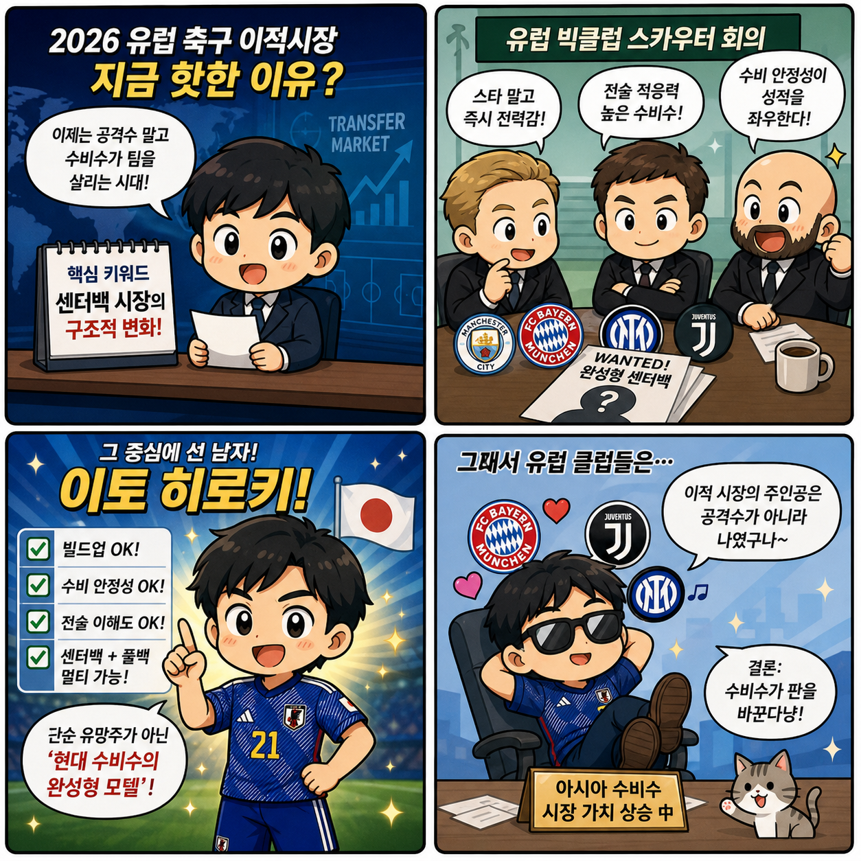 “수비수 한 명이 판을 바꾼다”…이토 히로키가 2026 유럽 축구 4컷만화