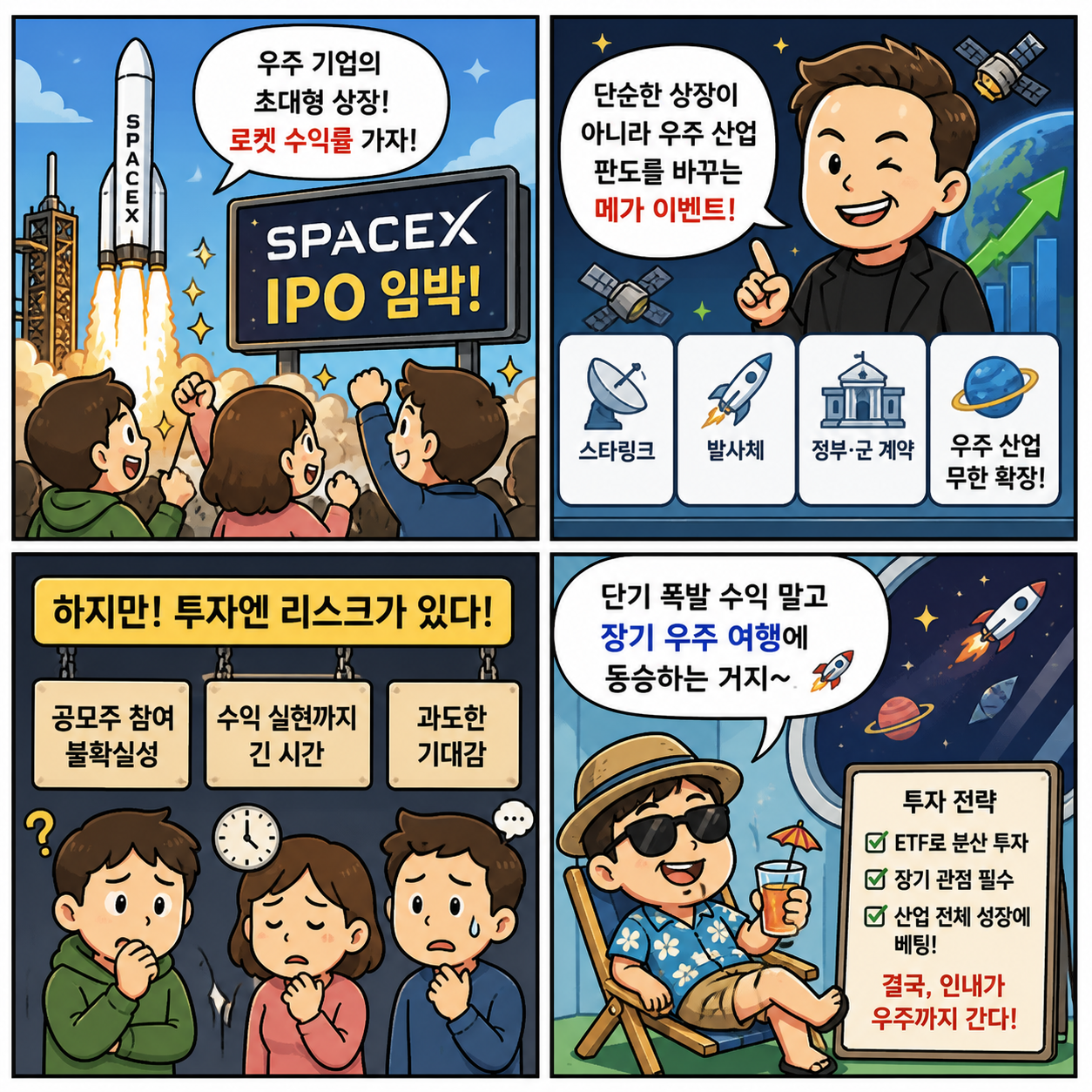스페이스X 상장 임박…‘로켓 수익률’ 기대해도 될까? 투자자가 반드시 4컷만화