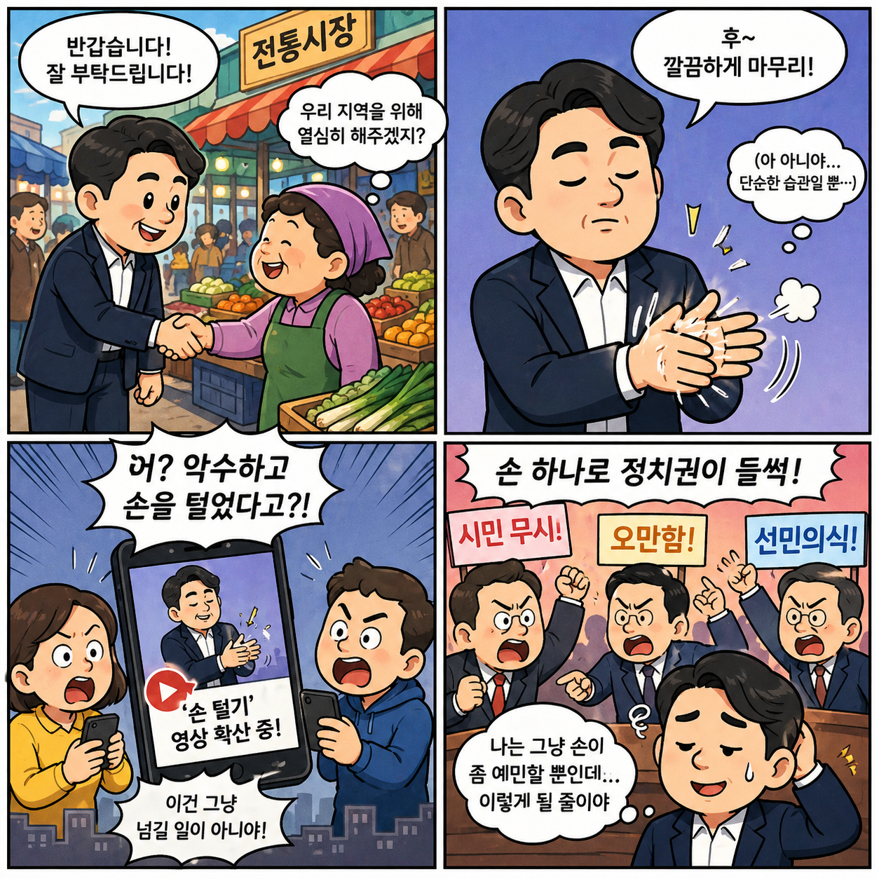 “악수하고 손 털었다?”…하정우 논란이 단순 해프닝이 아닌 진짜 이유 4컷만화
