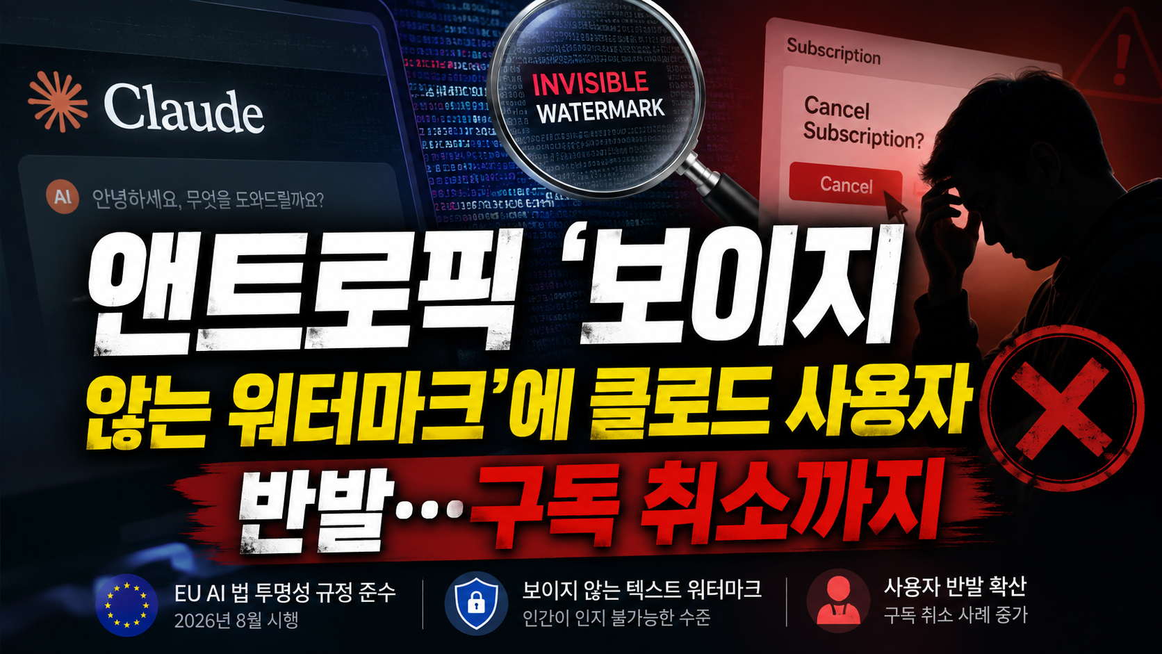 앤트로픽 ‘보이지 않는 워터마크’에 클로드 사용자 반발…구독 취소까지