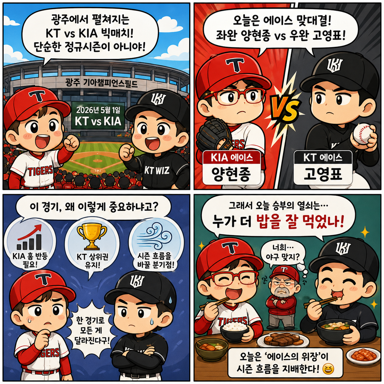 “양현종 vs 고영표, 자존심 충돌”…KT vs KIA가 2026 시즌 4컷만화
