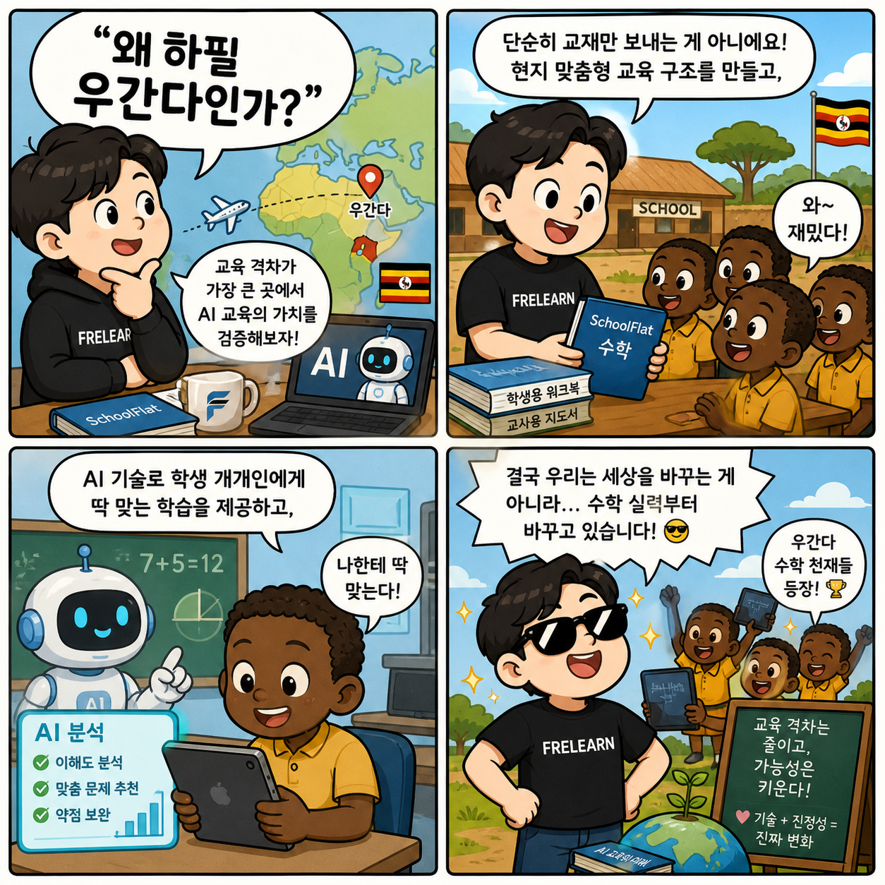 “왜 하필 우간다인가?”…AI 교육 스타트업 프리윌린, 기술보다 4컷만화