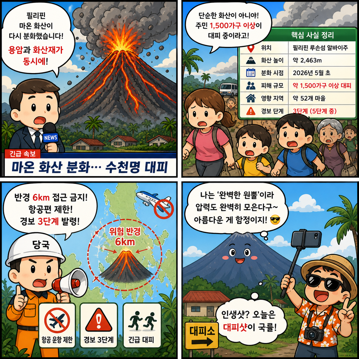“용암·화산재 동시에 분출”…필리핀 마욘 화산, 수천명 대피한 진짜 이유 4컷만화