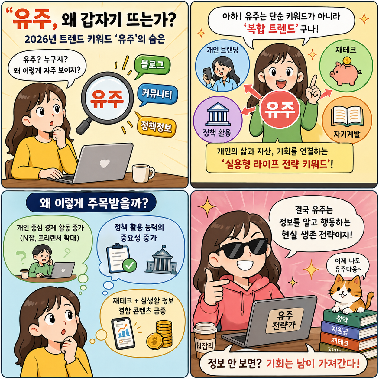 “유주, 왜 갑자기 뜨는가?”…2026년 트렌드 키워드 ‘유주’의 숨은 4컷만화