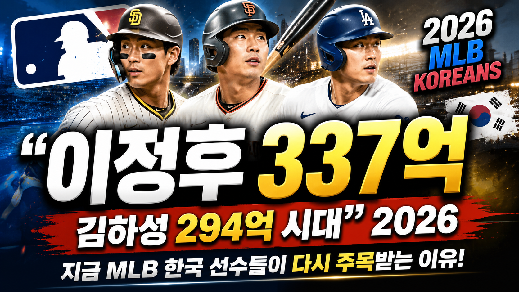 “이정후 337억·김하성 294억 시대”…2026 MLB 한국 선수들,