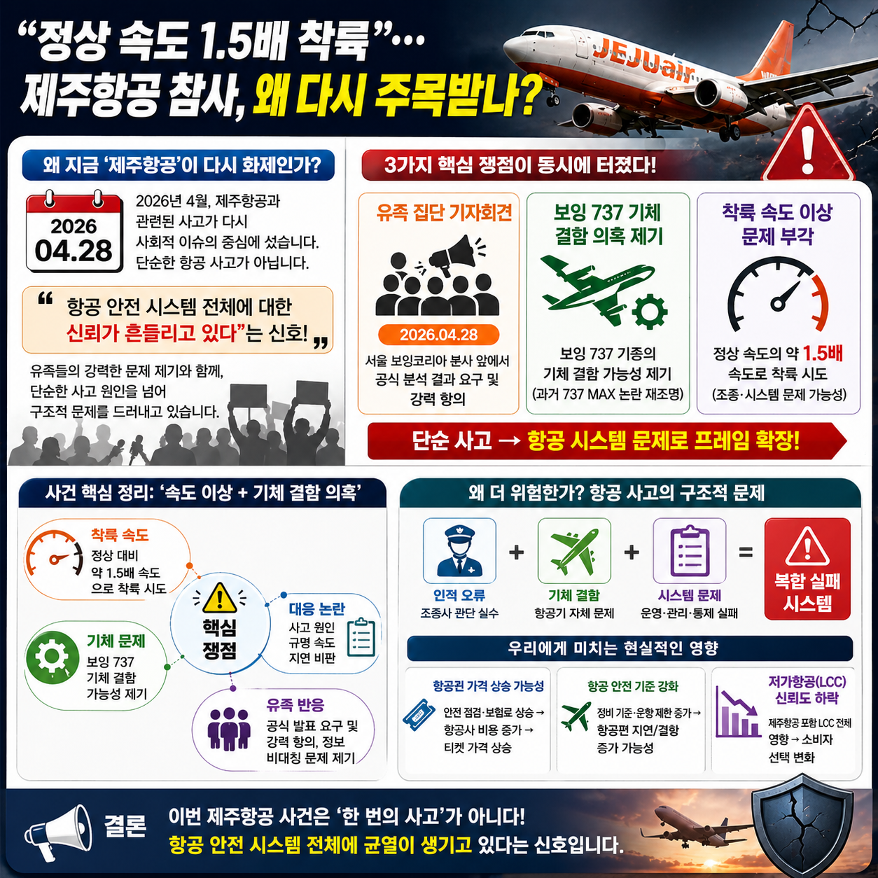 “정상 속도 1.5배 착륙”…제주항공 참사가 던진 항공 안전의 불편한
