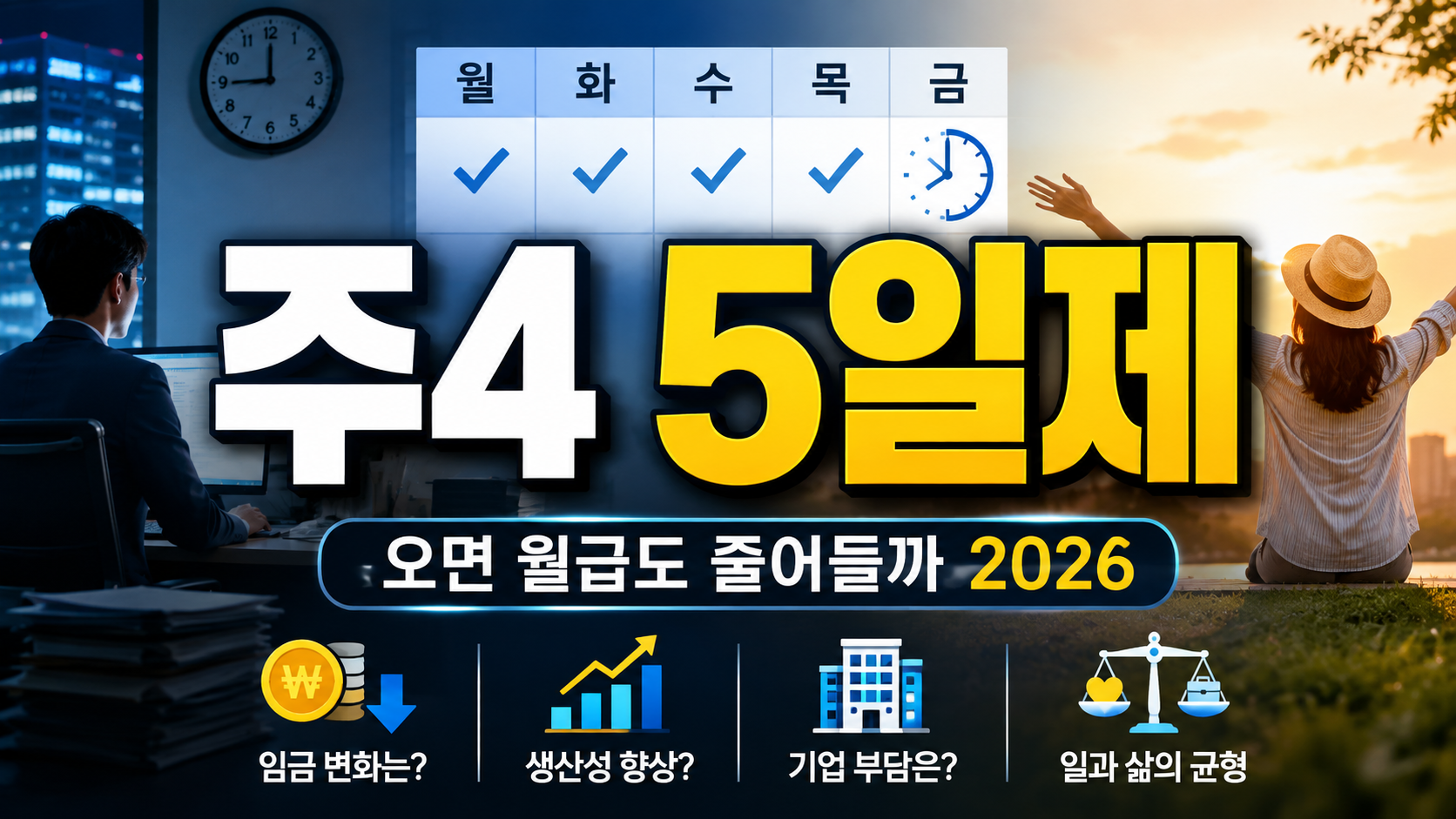 주4.5일제 오면 월급도 줄어들까? 2026 노동시간 단축 논쟁,