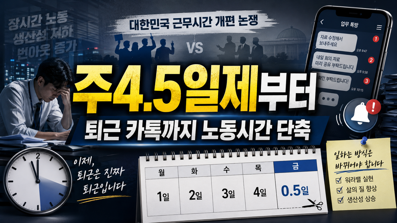 주4.5일제부터 퇴근 후 카톡까지…노동시간 단축, 직장인 삶은 정말
