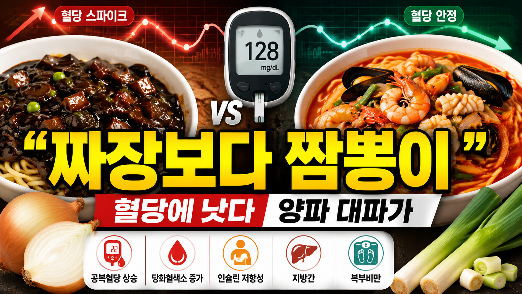 “짜장보다 짬뽕이 혈당에 낫다?”…양파·대파가 혈당 스파이크를 줄이는