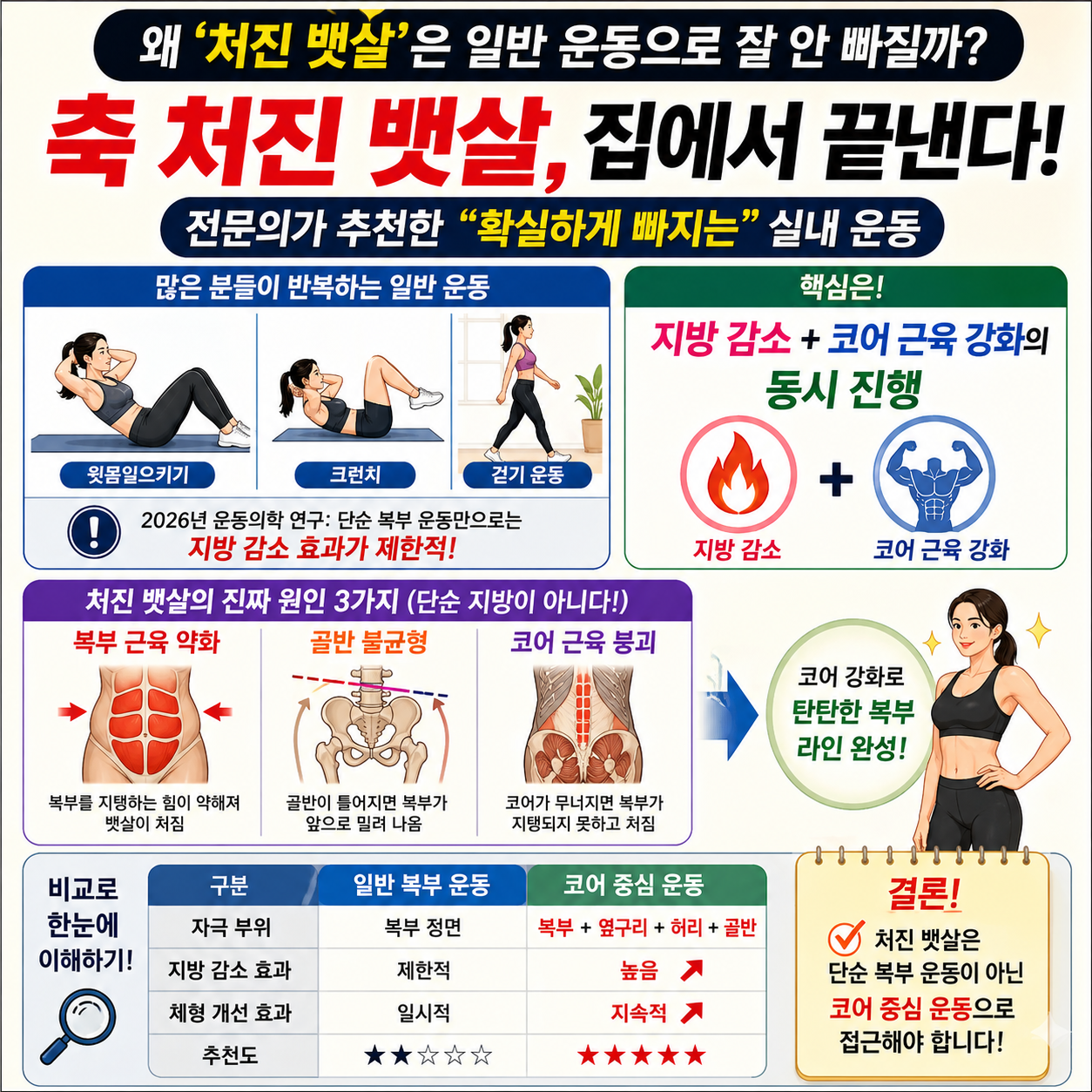 축 처진 뱃살, 집에서 끝낸다…전문의가 추천한 “확실하게 빠지는” 실내