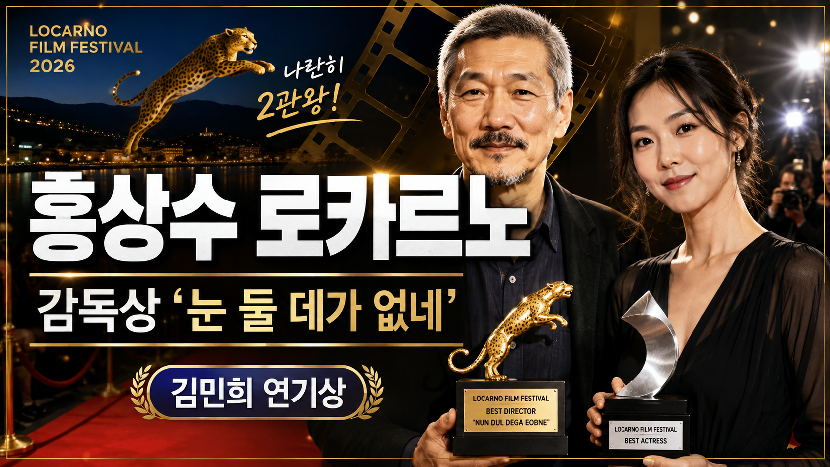 홍상수 또 로카르노 감독상…‘눈 둘 데가 없네’ 김민희 연기상까지 동반